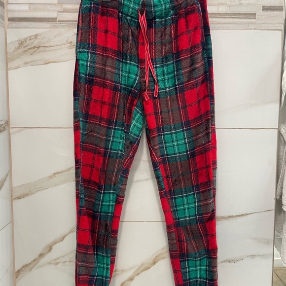 Joyspun Womens Plush Fleece Sleep Joggers Plaid Lounge Pants small Holliday wear - Picture 5 of 9